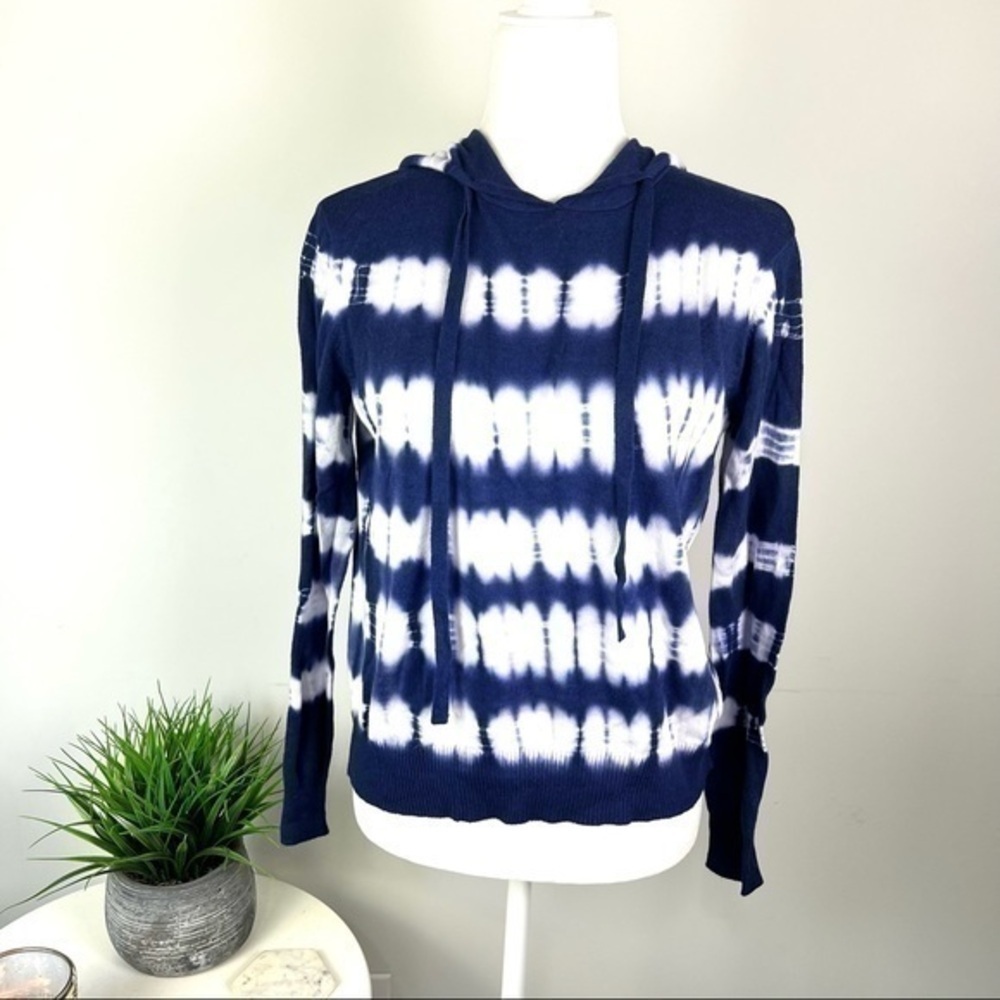 Aqua Hoodie Sweatshirt womens Blue Tie Dye Hoodie Lightweight size Medium